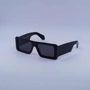 Off-White OERI140 TROY 1007 Sunglasses Black Rectangle Frame, Dark Grey Lenses